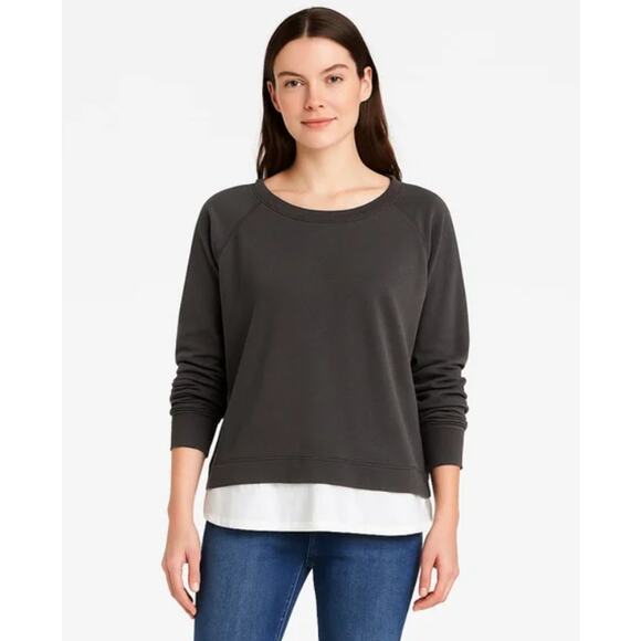 Two by Vince Camuto Gray Layered Sweatshirt Minimalist Chic L - Picture 1 of 5